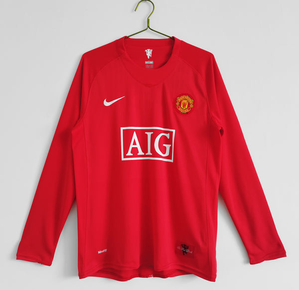 Camiseta Manchester United Local 07-08 Retro Manga larg frontal