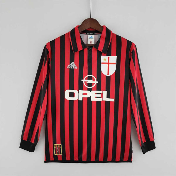 Camiseta AC Milan Local 99-00 Manga Larga frontal