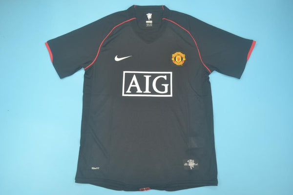 Camiseta Manchester United Visitante 07-08 Retro Negra frontal