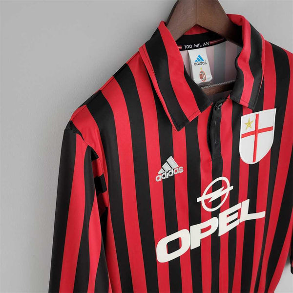 Camiseta AC Milan Local 99-00 Manga Larga trasera